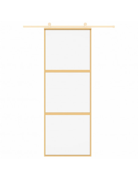 Porta Scorrevole Dorata 76x205 Vetro Trasparente ESG Alluminio