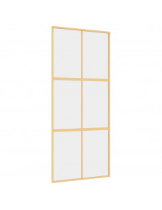 Porta Scorrevole Dorata 90x205 Vetro Trasparente ESG Alluminio 2