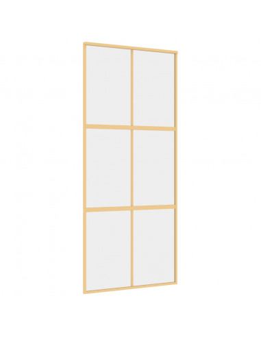 Porta Scorrevole Dorata 90x205 Vetro Trasparente ESG Alluminio