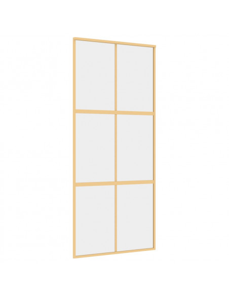 Porta Scorrevole Dorata 90x205 Vetro Trasparente ESG Alluminio