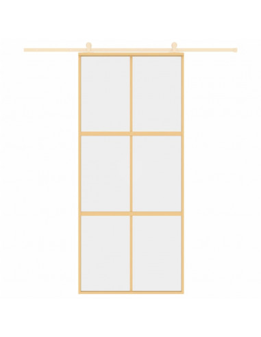 Porta Scorrevole Dorata 90x205 Vetro Trasparente ESG Alluminio