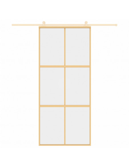 Porta Scorrevole Dorata 90x205 Vetro Trasparente ESG Alluminio