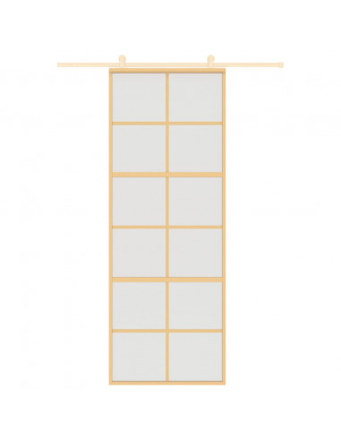 Porta Scorrevole Dorata 76x205 Vetro Smerigliato ESG Alluminio