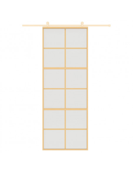 Porta Scorrevole Dorata 76x205 Vetro Smerigliato ESG Alluminio