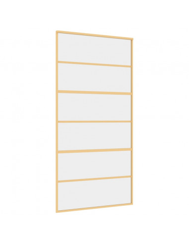 Porta Scorrevole Oro 102,5x205 Vetro Trasparente ESG Alluminio