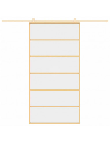 Porta Scorrevole Oro 102,5x205 Vetro Trasparente ESG Alluminio