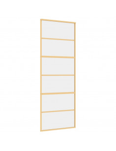 Porta Scorrevole Dorata 76x205 Vetro Trasparente ESG Alluminio 2