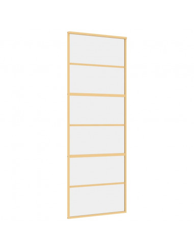 Porta Scorrevole Dorata 76x205 Vetro Trasparente ESG Alluminio
