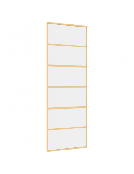 Porta Scorrevole Dorata 76x205 Vetro Trasparente ESG Alluminio
