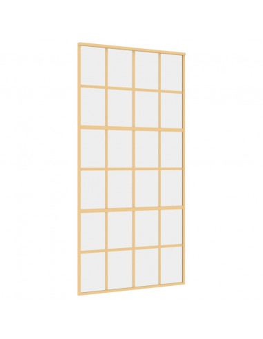 Porta Scorrevole Oro 102,5x205 Vetro Trasparente ESG Alluminio