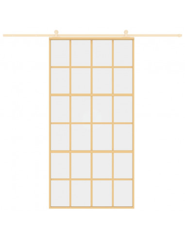 Porta Scorrevole Oro 102,5x205 Vetro Trasparente ESG Alluminio