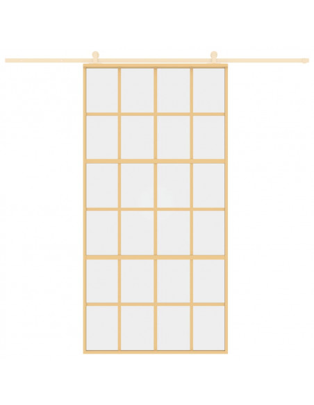 Porta Scorrevole Oro 102,5x205 Vetro Trasparente ESG Alluminio