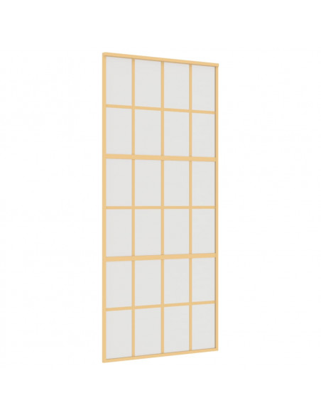 Porta Scorrevole Dorata 90x205 Vetro Smerigliato ESG Alluminio