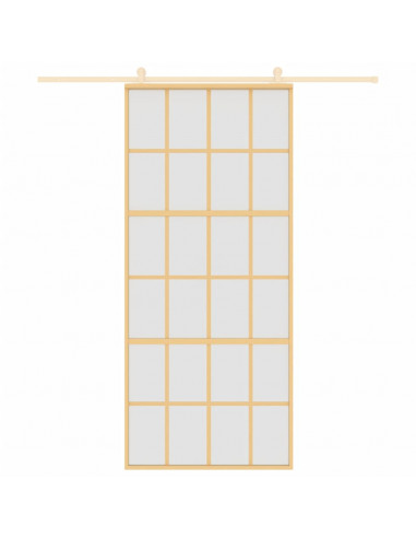 Porta Scorrevole Dorata 90x205 Vetro Smerigliato ESG Alluminio