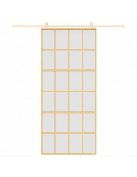 Porta Scorrevole Dorata 90x205 Vetro Smerigliato ESG Alluminio