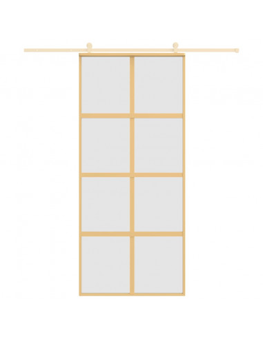 Porta Scorrevole Dorata 90x205 Vetro Smerigliato ESG Alluminio