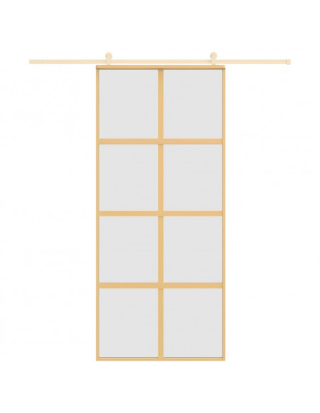 Porta Scorrevole Dorata 90x205 Vetro Smerigliato ESG Alluminio