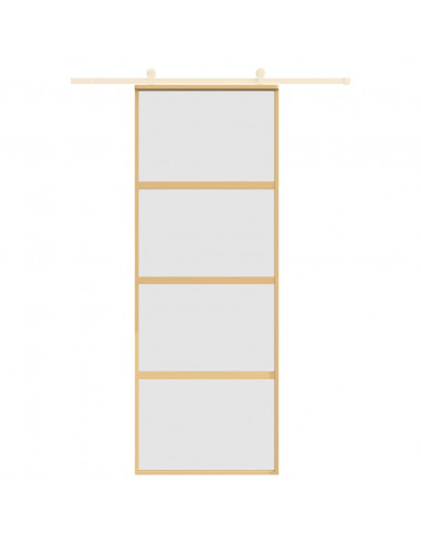 Porta Scorrevole Dorata 76x205 Vetro Smerigliato ESG Alluminio