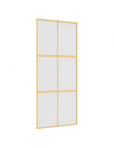 Porta Scorrevole Dorata 90x205 Vetro Smerigliato ESG Alluminio