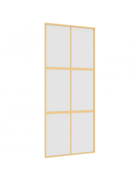 Porta Scorrevole Dorata 90x205 Vetro Smerigliato ESG Alluminio