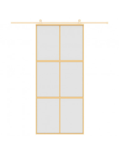 Porta Scorrevole Dorata 90x205 Vetro Smerigliato ESG Alluminio