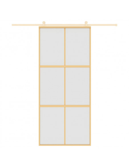 Porta Scorrevole Dorata 90x205 Vetro Smerigliato ESG Alluminio
