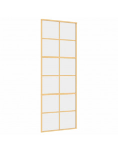 Porta Scorrevole Dorata 76x205 Vetro Trasparente ESG Alluminio 2