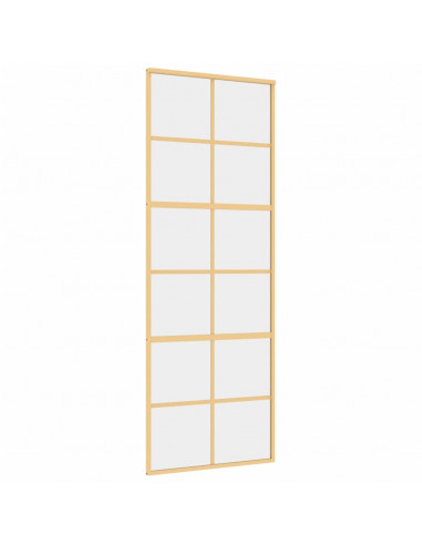 Porta Scorrevole Dorata 76x205 Vetro Trasparente ESG Alluminio