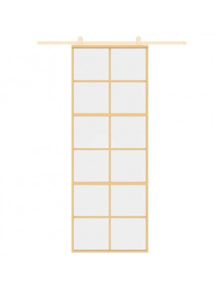 Porta Scorrevole Dorata 76x205 Vetro Trasparente ESG Alluminio