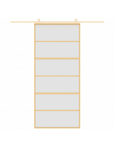 Porta Scorrevole Dorata 90x205 Vetro Smerigliato ESG Alluminio