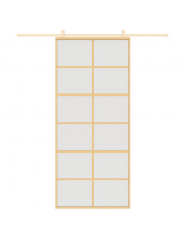 Porta Scorrevole Dorata 90x205 Vetro Smerigliato ESG Alluminio