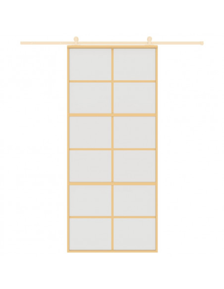 Porta Scorrevole Dorata 90x205 Vetro Smerigliato ESG Alluminio