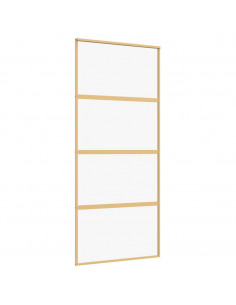 Porta Scorrevole Dorata 90x205 Vetro Trasparente ESG Alluminio 2