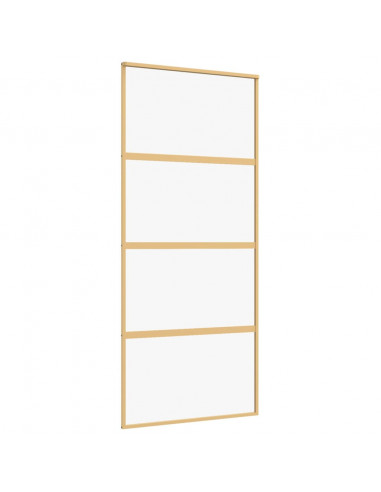 Porta Scorrevole Dorata 90x205 Vetro Trasparente ESG Alluminio