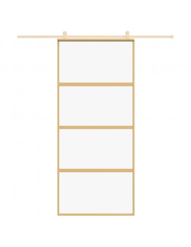 Porta Scorrevole Dorata 90x205 Vetro Trasparente ESG Alluminio