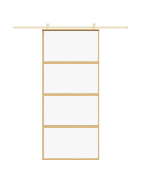 Porta Scorrevole Dorata 90x205 Vetro Trasparente ESG Alluminio