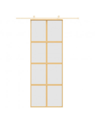 Porta Scorrevole Dorata 76x205 Vetro Smerigliato ESG Alluminio
