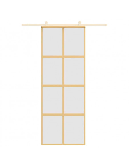 Porta Scorrevole Dorata 76x205 Vetro Smerigliato ESG Alluminio