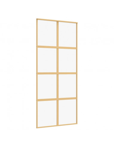 Porta Scorrevole Dorata 90x205 Vetro Trasparente ESG Alluminio