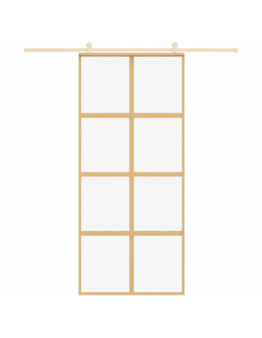 Porta Scorrevole Dorata 90x205 Vetro Trasparente ESG Alluminio