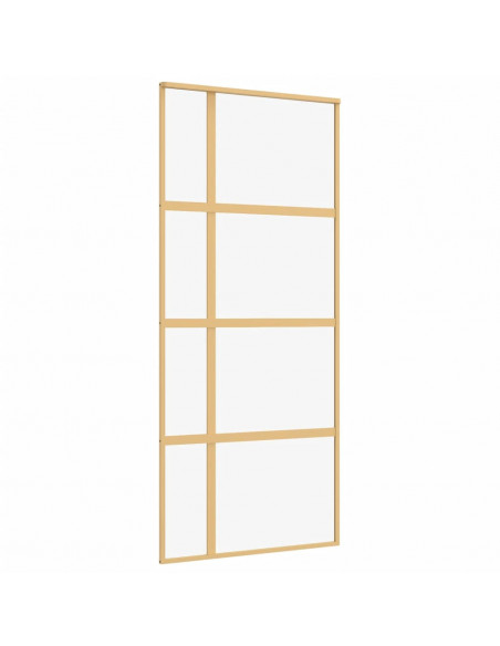 Porta Scorrevole Dorata 90x205 Vetro Trasparente ESG Alluminio