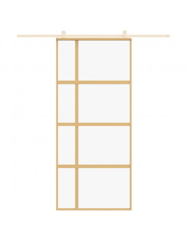 Porta Scorrevole Dorata 90x205 Vetro Trasparente ESG Alluminio