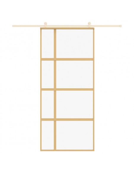 Porta Scorrevole Dorata 90x205 Vetro Trasparente ESG Alluminio
