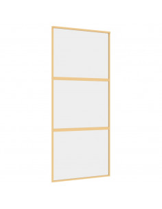 Porta Scorrevole Dorata 90x205 Vetro Trasparente ESG Alluminio 2