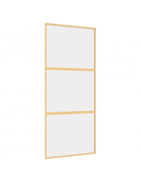 Porta Scorrevole Dorata 90x205 Vetro Trasparente ESG Alluminio