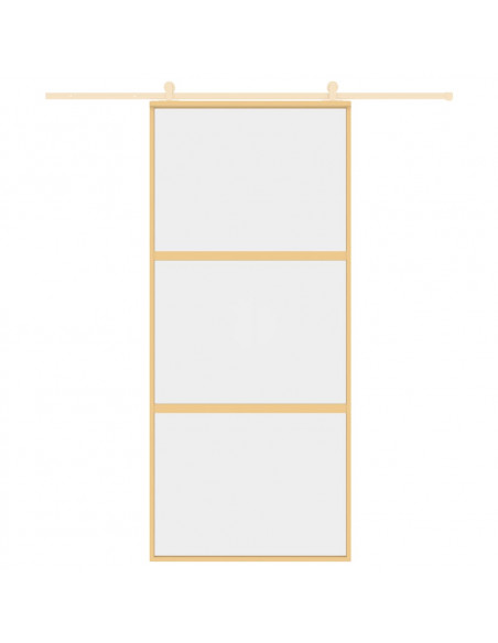 Porta Scorrevole Dorata 90x205 Vetro Trasparente ESG Alluminio