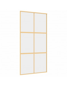 Porta Scorrevole Oro 102,5x205 Vetro Trasparente ESG Alluminio 2