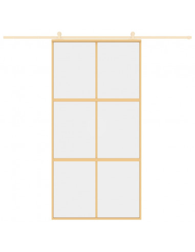 Porta Scorrevole Oro 102,5x205 Vetro Trasparente ESG Alluminio