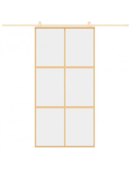 Porta Scorrevole Oro 102,5x205 Vetro Trasparente ESG Alluminio