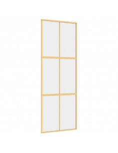 Porta Scorrevole Dorata 76x205 Vetro Trasparente ESG Alluminio 2